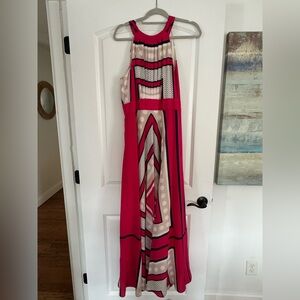 Eliza J Pink and Navy Geometric Maxi Dress
